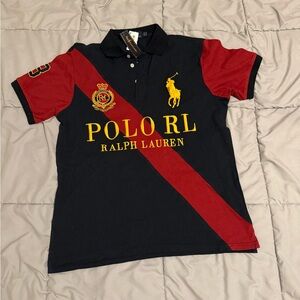 Ralph Lauren Black and Red Polo with Yellow Accents